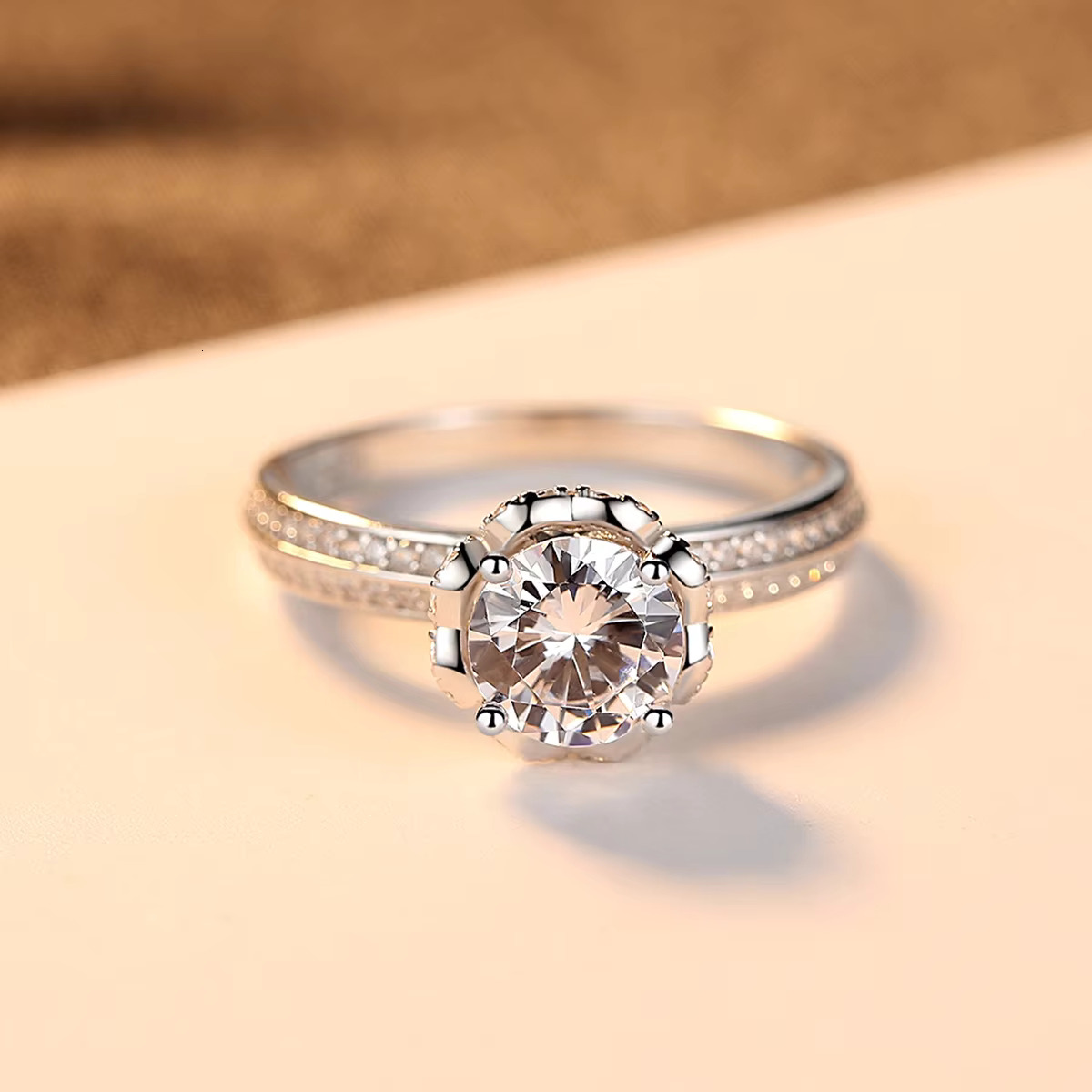 Romantic pyroxene ring, zircon sterg sier engagement and wedding ring