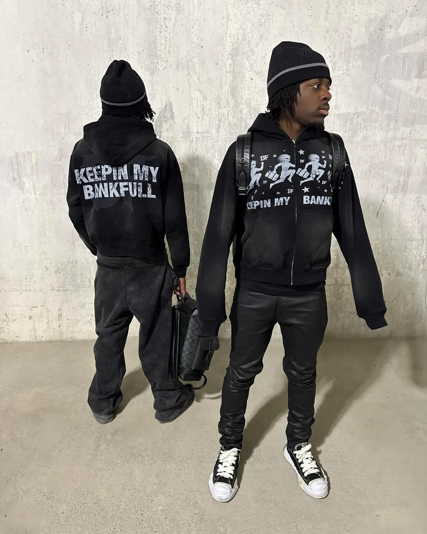 American Retro Letter Graphic Printing Super Cotton Zipper Hoodie Men Y2K Trend Harajuku Hip Hop Gothic Casual Sweatshirt 250225