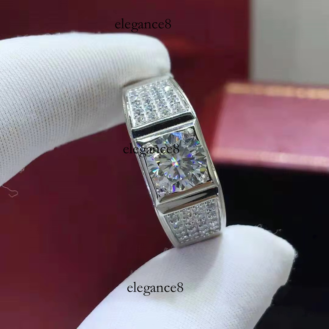 Qian Jian S Sier 1 Bright Cut Tested VVS D Carbonaceous Silica Ring Men's Wedding Gift Boutique Jewelry