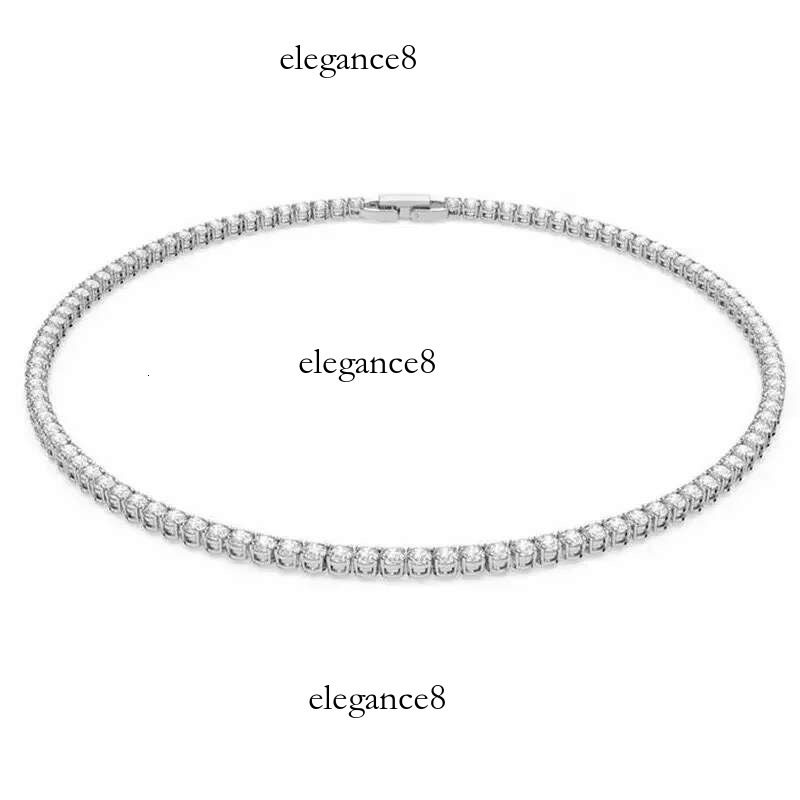 Sterg Sier Zircon Chain Necklace Women Fashion Simple Engagement Wedding Charm Jewelry 4mm 45cm