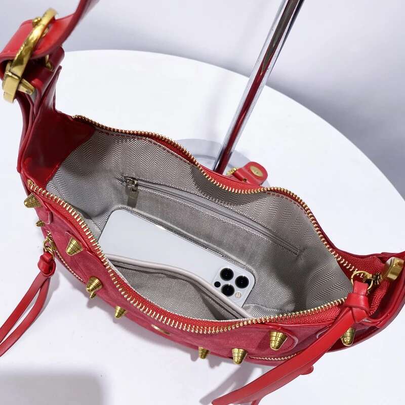 Moto & Biker Saddle Bags For Women Designer Handbags Purses New In PU Vintage Metal Button Rivet Small Shoulder