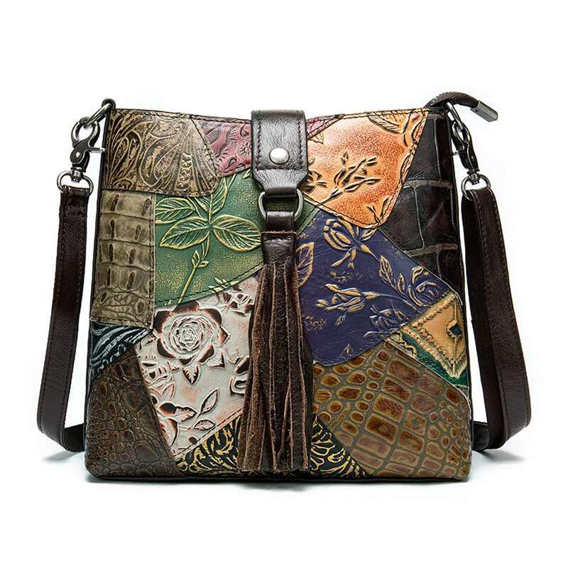 MAHEU Fashionable Women Shoulder Ethnic Style Genuine Crossbody Bags Of Female Ladies Patchwork Leather Sg Bag