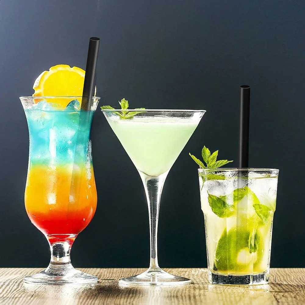 100Pcs Wide Large Disposable Straws Colorful Plastic Drinking Straws Wedding Party Birthday Milktea Juice Straw Bar Accessories 250228