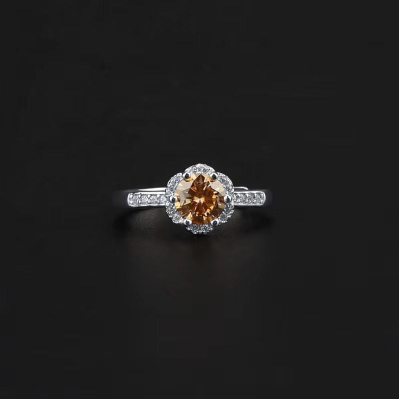 S sier 1CT round bright cut rose engagement semi eternal colored pyroxene female ring