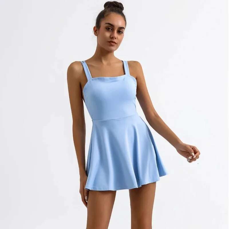 Dress With Shorts Women Blue Green Badminton Clothes Summer Sport Active Wear Golf Outfit 2025 New Beach Tennis Suit