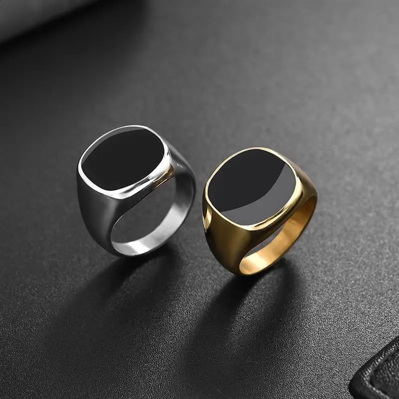 High Quality Stainless Steel Ring Punk Rock Signet Ring For Men Fashion Jewelry Wedding Gift Wholesale Drop 250227