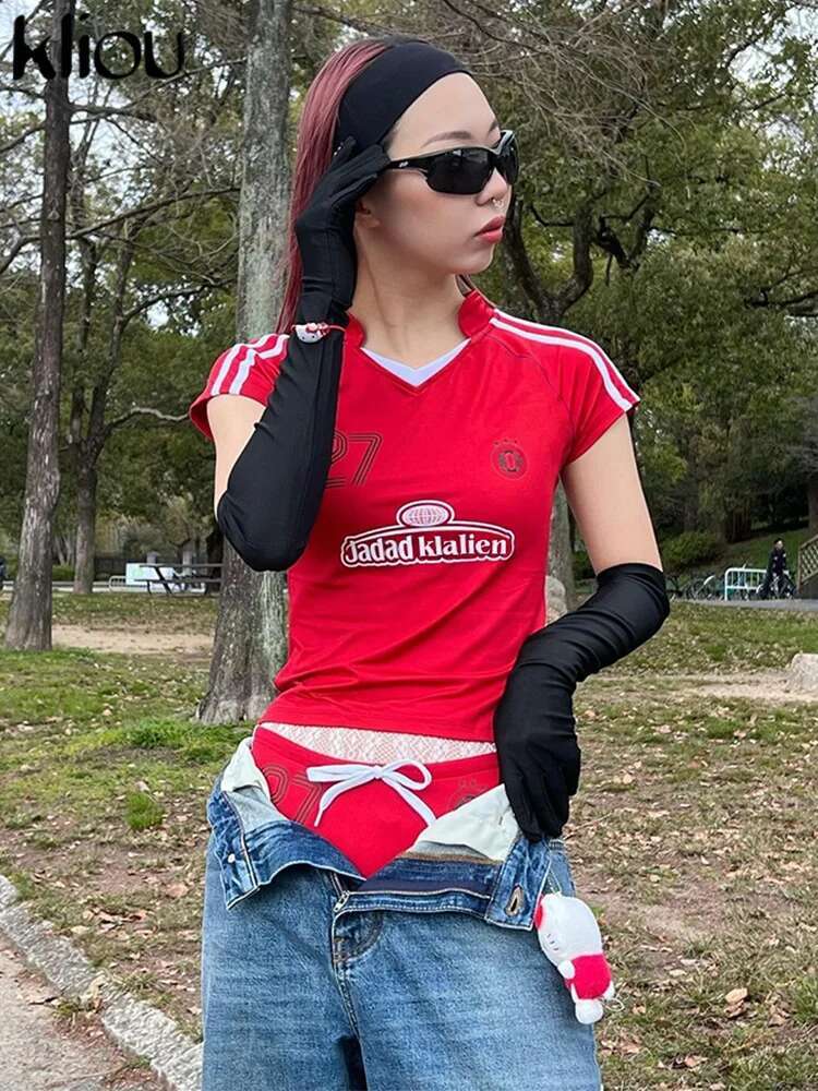 Kliou Summer Women Mini Sporty Milk Fiber Two Piece Set K24s47171 Girl Fiess Tees+Drawstring Shorts Tracksuit Run Jogging Suit