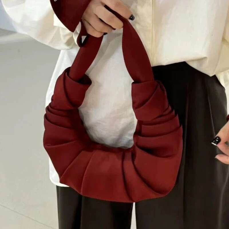 Pleated Half Moon Bags For Women Designer Handbags And Purses 2025 New In Fashion PU Leather Soft Large Underarm Shoulder
