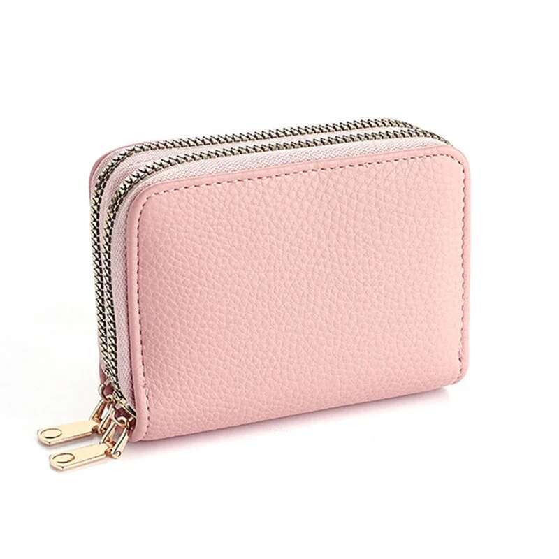 Women Wallet Short Style Lychee Pattern Solid Color Fashion Large Capacity Multi Card Slot Coin Purse With Zipper