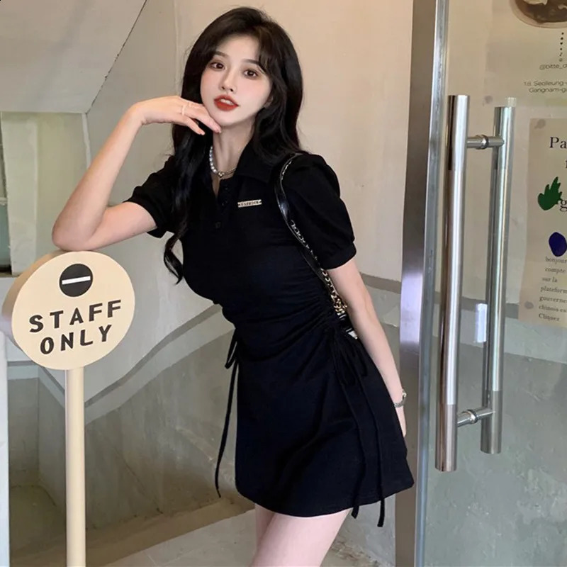 selling womens clothing solid color polo collar short sleeved shirt button up skirt ultrathin and fashionable 250227
