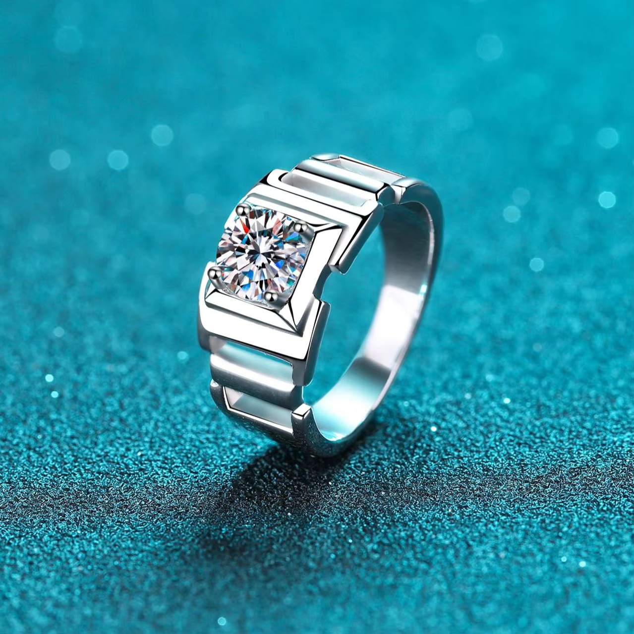 Men's silica 1ct D VVS1S PT950 electroplated hip-hop jewelry pure sier engagement and wedding ring