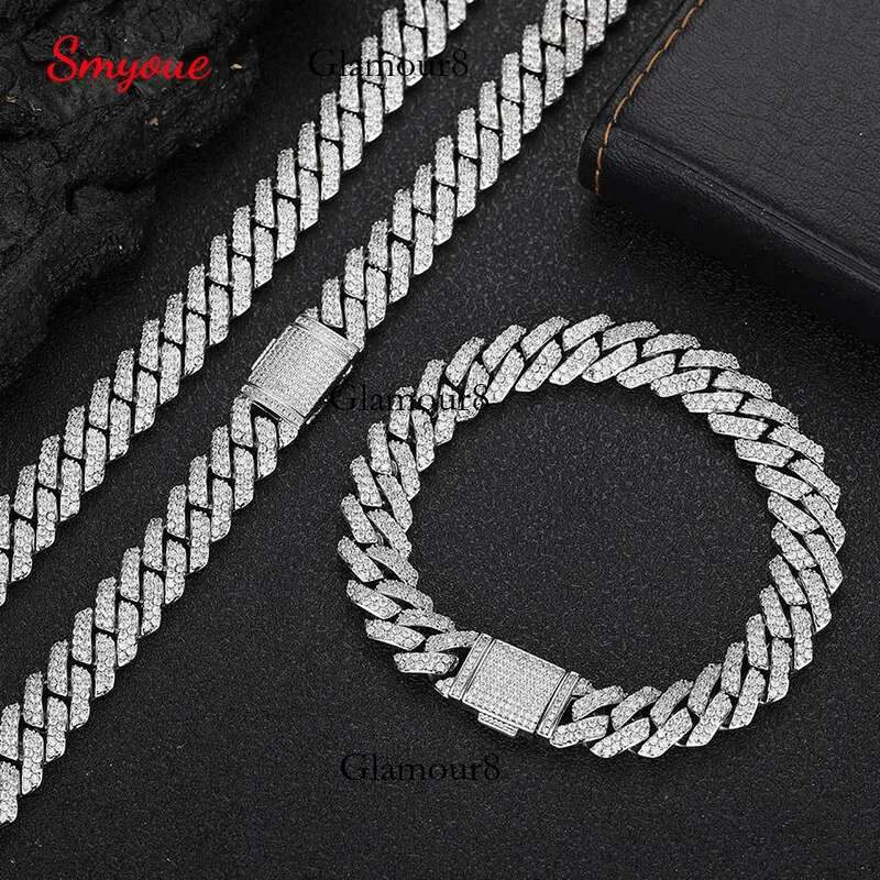 Smyoue 100% Certified All Moissanite Bracelet for Women Man Hip Hop Full Dia Cuban k Chain Sterg Sliver GRA