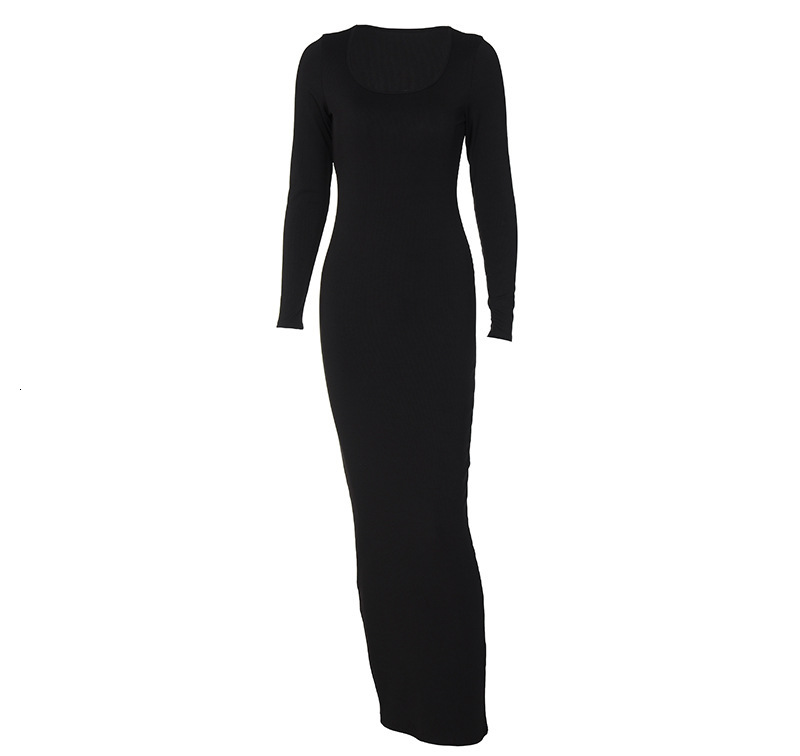 Women's New4 New Spring Fashion U-Neck Slim Fit Long Sleeved Dress For Women