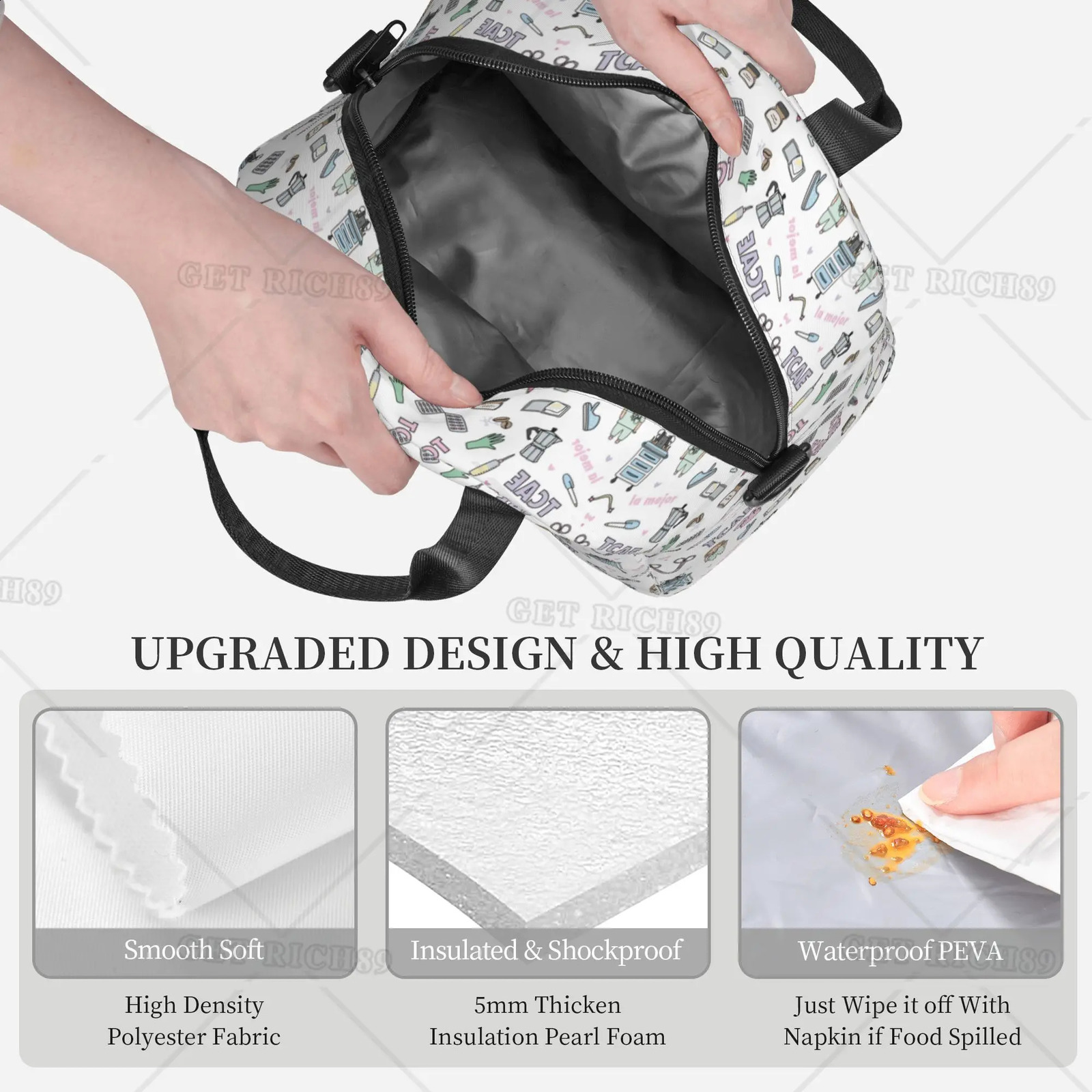 Doctor and Nurse Enfermera En Apuros Lunch Bag Large Insulated Lunch Box with Adjustable Shoulder Straps Suitable for Women Work and Travel 250228