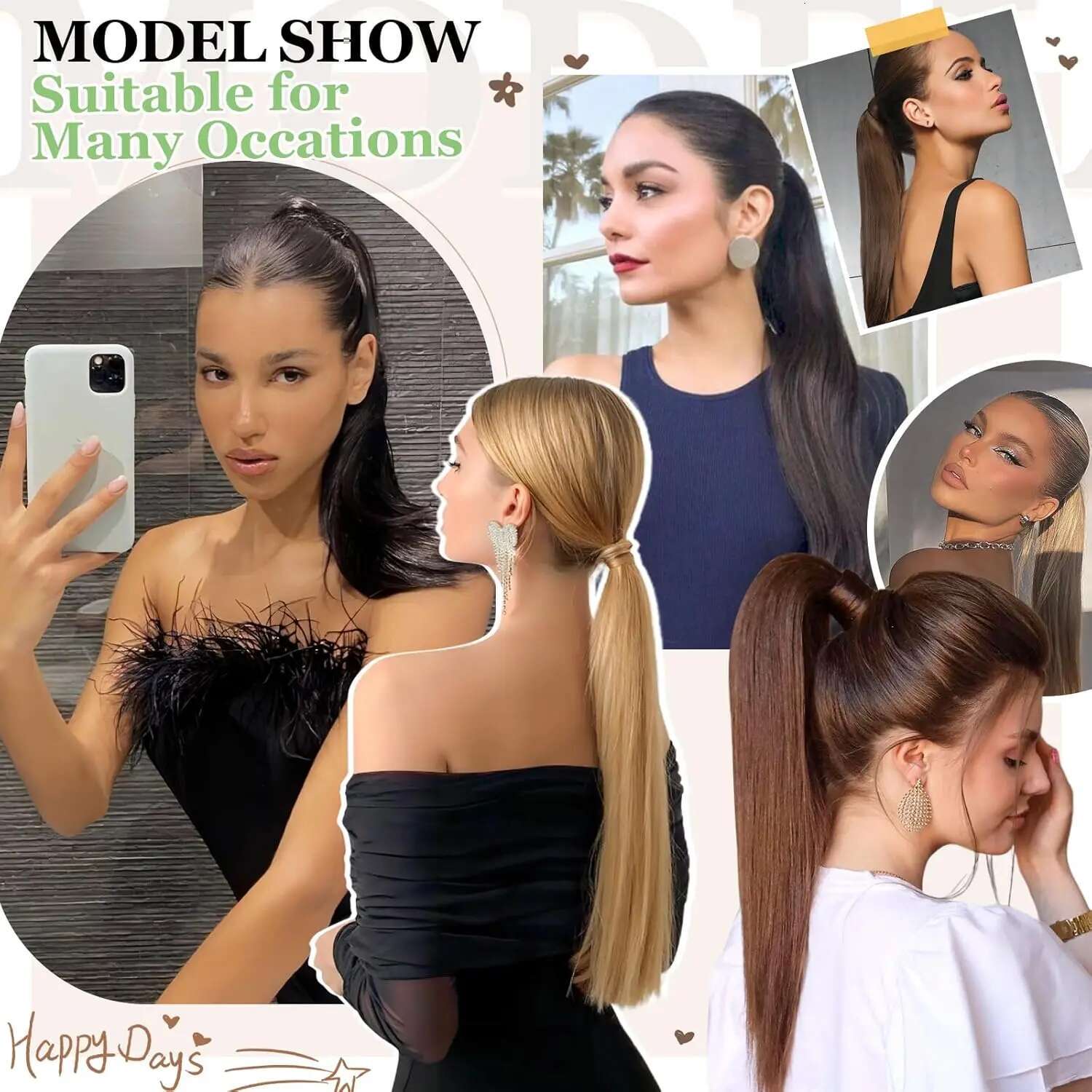 Synthetic Hair Extension Long Straight Claw Clip Ponytail Heat Resistant Natural Wave For Women Blonde Hairpiece