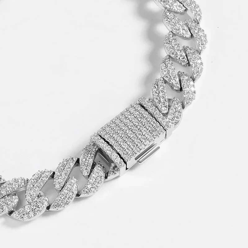 8.8MM Cuban Tennis Bracelet for Man Full Dia Sparkg Zircon Sterg Sier Plated White Gold Party Bracelets Jewelry