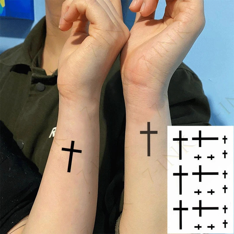 Waterproof Temporary Tattoo Sticker Cross Feather Shadows Flash For Men Women Kids 250219