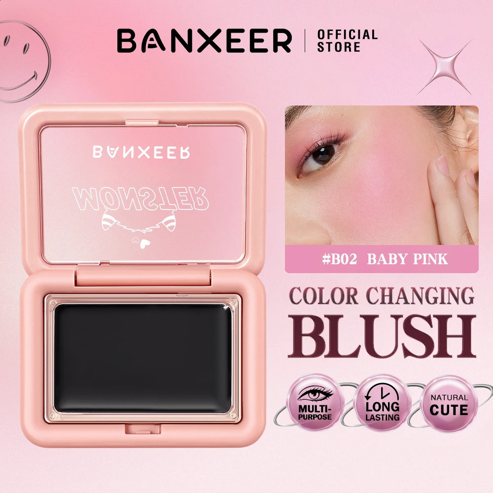 BANXEER Blush Cream Face Blusher 5 Colors Ever-changing Matte Shimmer Waterproof Long-lasting 3 IN 1 Multi-use Blush Face Makeup 250224