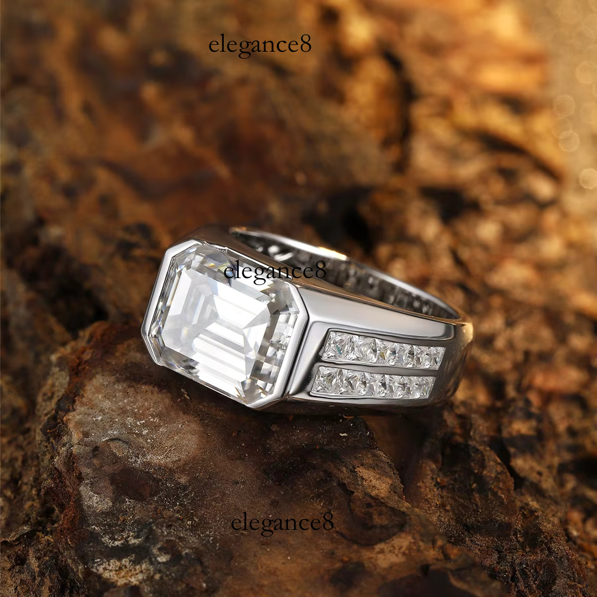 Men's 7ct Anniversary Commemorative with Unique Moissanite Engagement Ring
