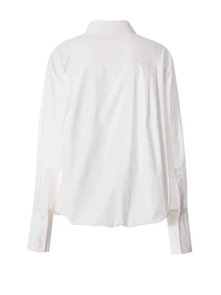 Solid Color Lapel Neck Long Sleeve Single Breasted With Belt Shirt For Women 2025 Spring Fashion Female New Blouse Zm620