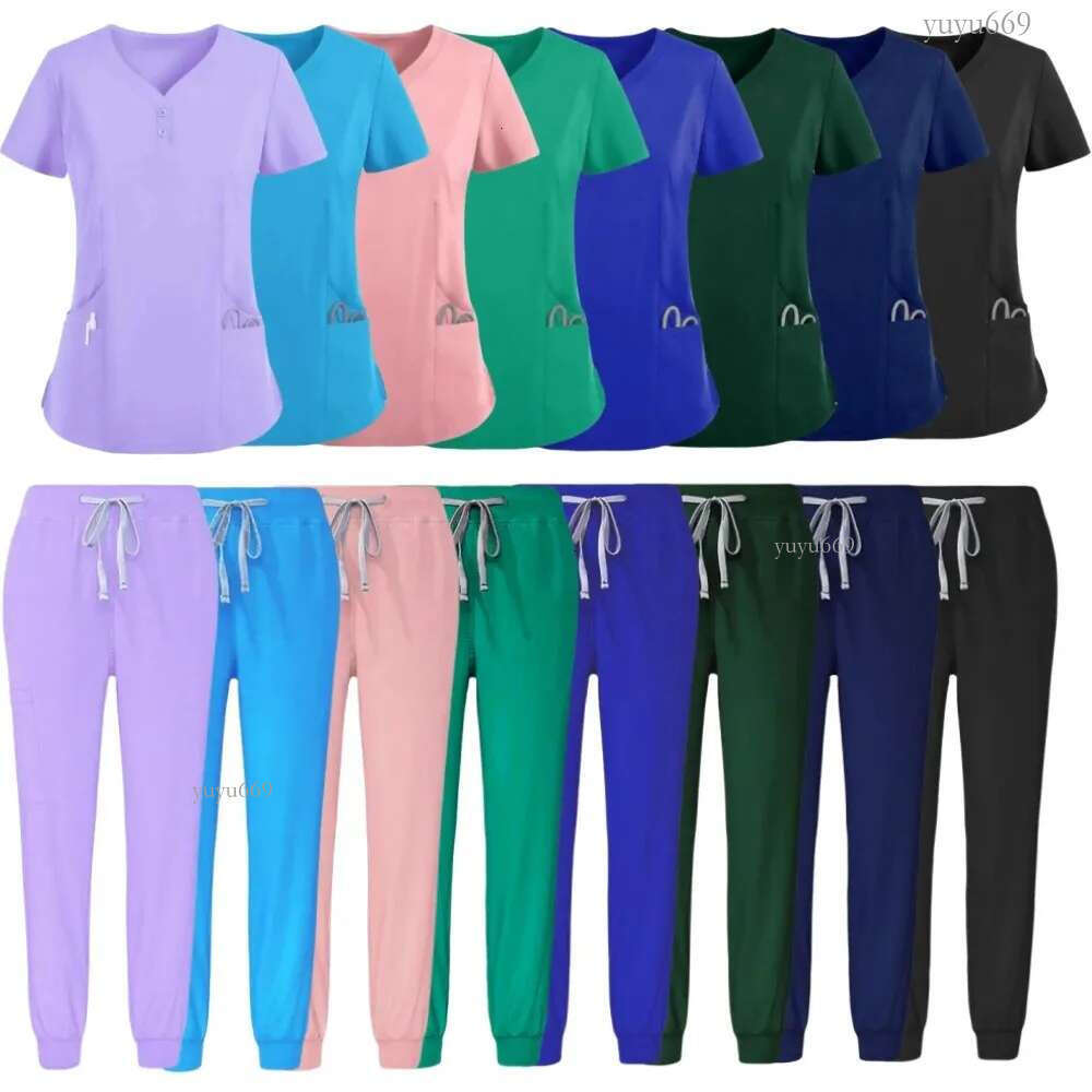 Hospital Wholesale Multicolor Uniforms Women Wear Scrub Set Doctor Uniform Jogger Suit Doctor Nurse Scrubs Set 2