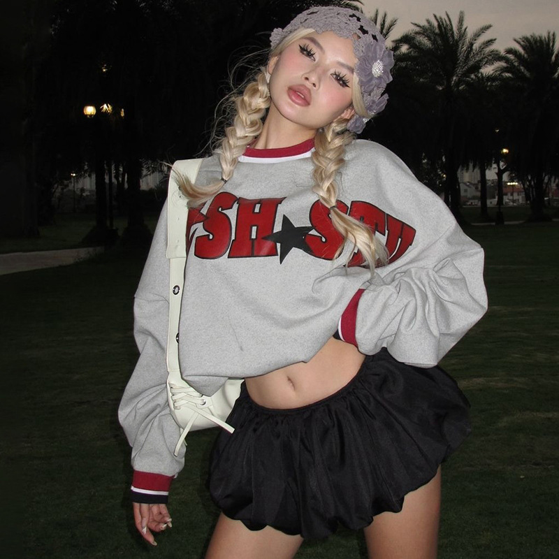 Hot Selling Women's Clothing New4 Autumn New Product Fashionable Street Loose Letter Printed Long Sleeved Pullover Jacket For Women