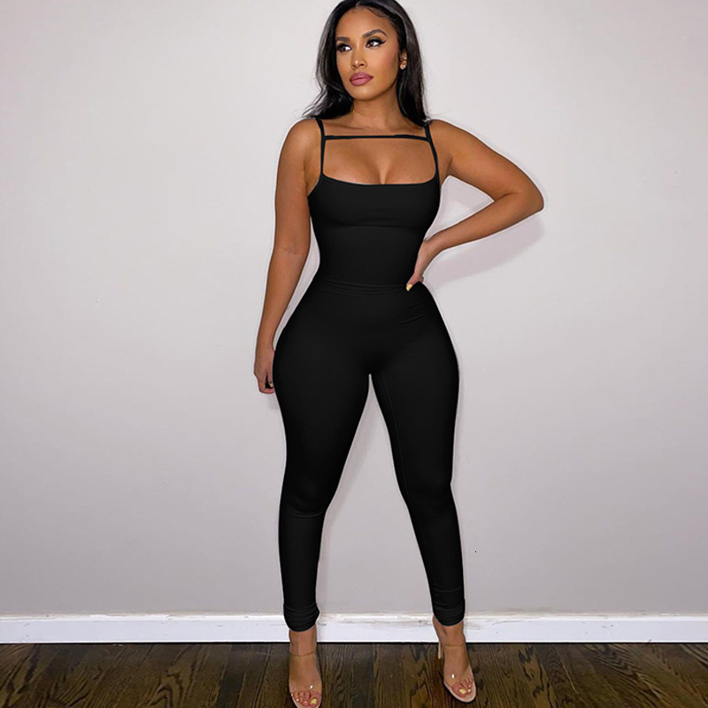 Women's New New Summer Fashion Solid Color Slim Fit Camisole Jumpsuit For Women