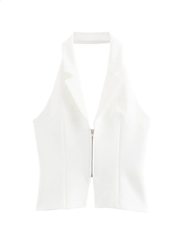 TRAF Women Sexy Backless Strapless Halter Corset Tops Side Zipper Lady Slim Camis Female Solid Chic Tops 250228