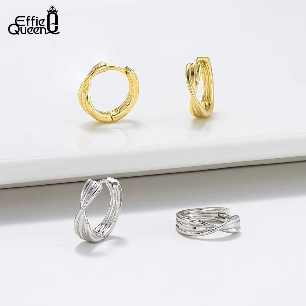 Effie Queen Handmade 925 Sterling Silver Knot Earrings Unique Surround for Women Fashion Hoop Earring Jewelry Gift SE384 250228