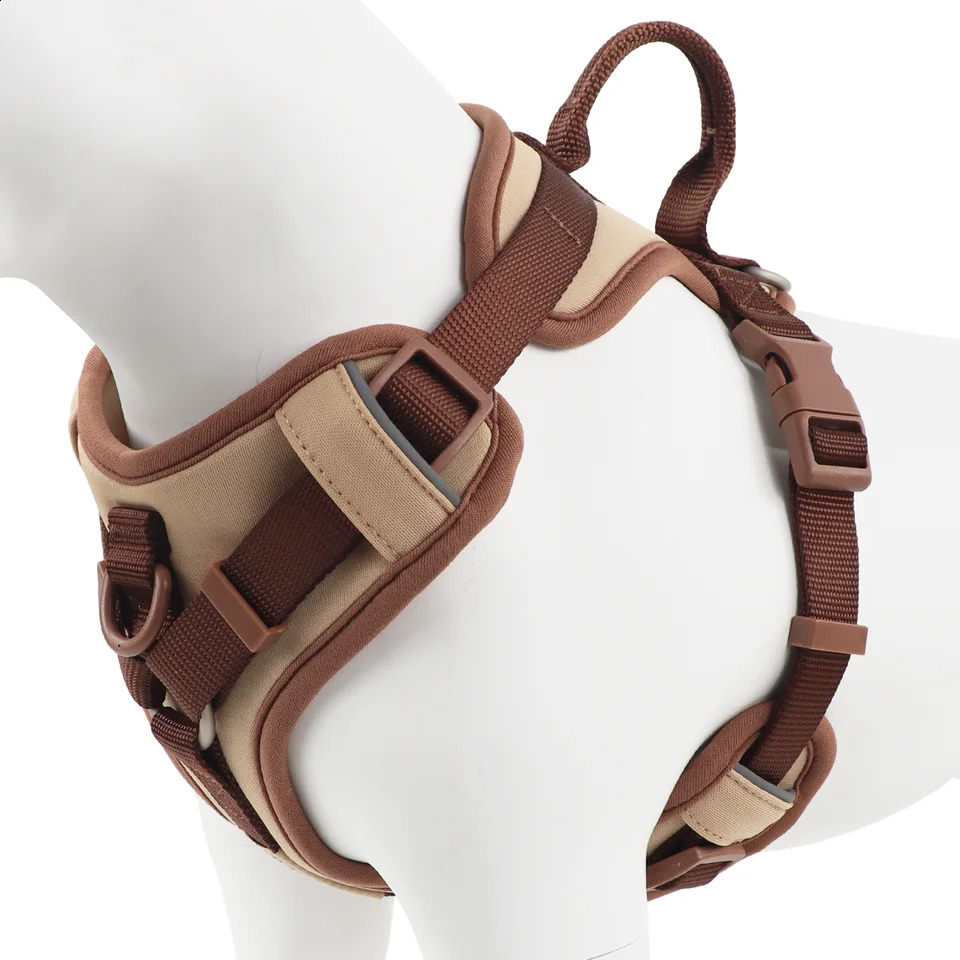 Chocolate color Dog Harness no pull for large Small dogs Adjustable Chest Strap dog harness personalized 250224