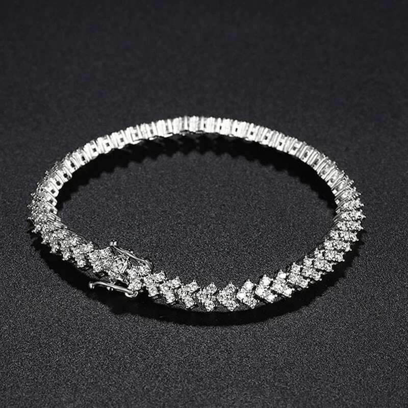 NeeTim Moissanite Tennis Bracelet Sterg Sier Full Dia Bracelets Gold Plated Fine Jewelry For Women with GRA