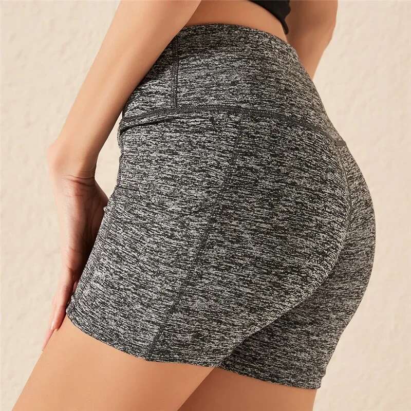 Women Gym High Waist Lifting Push Up Tight Yoga Cycg Biker Shorts Phone Pocket Jogging Running Fiess Short Pant Lady