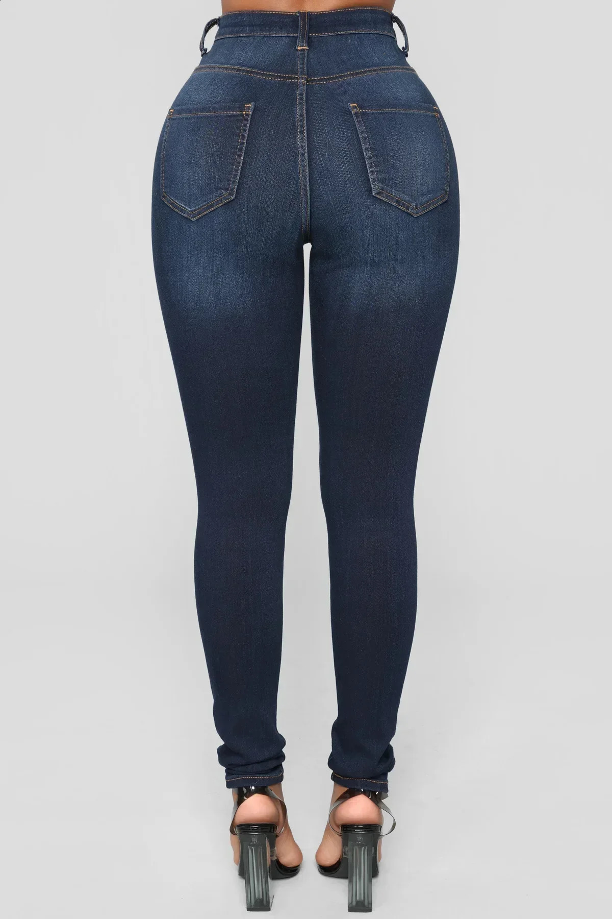 Womens Jeans Denim Pencil Pants High Waist Ankle Length Slim Fit Washing Solid Streetwear Sexy Button Pockets Zipper Y2k Bodycon 250225