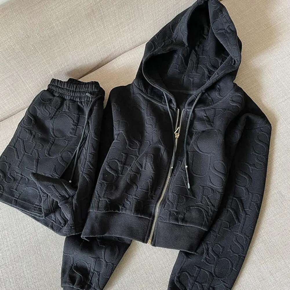 2025 New 2-piece/set Women's Hoodie Shorts Set Hoodie Zipper Long Sleeve Short Coat Elastic High Waist Pants Designer Sport Autumn/Winter Sport S