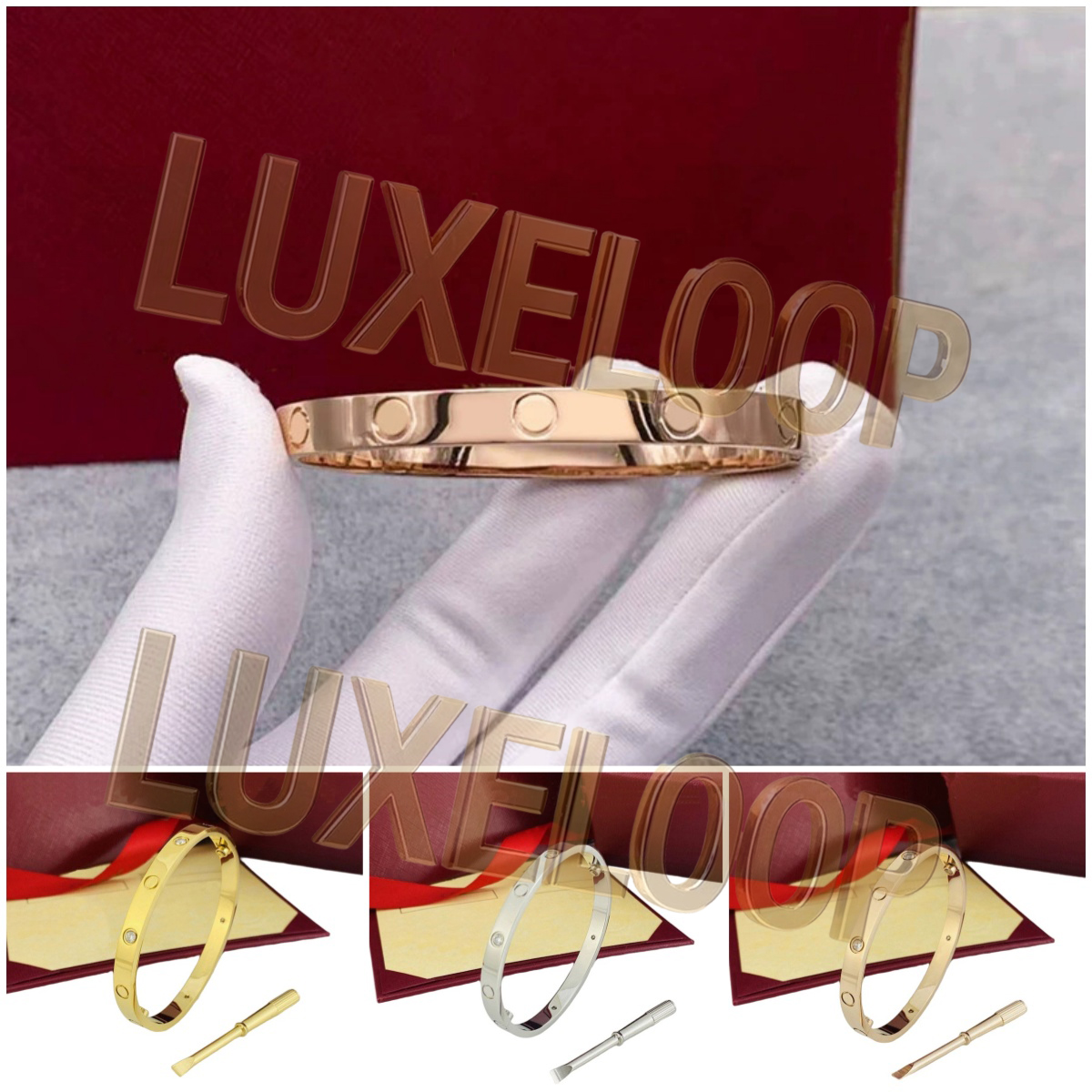 Designer Diamond Bracelet for Women & Men Hypoallergenic Stainless Steel Cuff Bangle, High-Polished Gold/Silver Jewelry with Adjustable Clasp