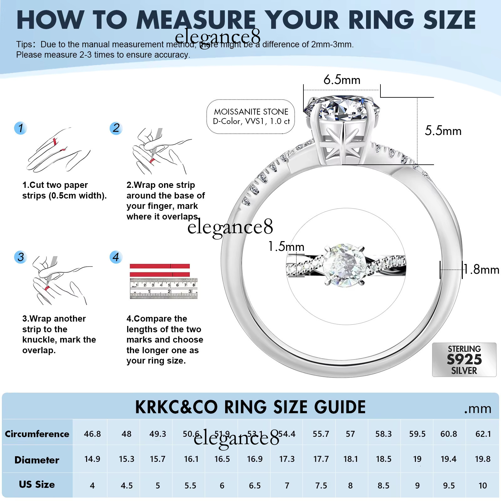 1ct sterg sier VVS1 platinum Dier silica engagement ring for women
