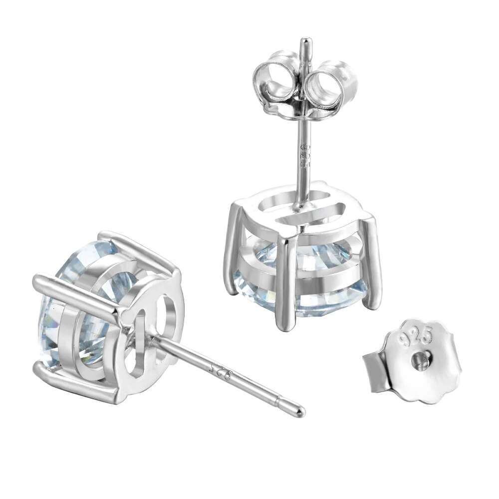 URMYLADY 2 Carat 8.0mm D Color Moissanite Stud Earrings For Women Top Quality 100% Sterg Sier Sparkg Wedding Jewelry