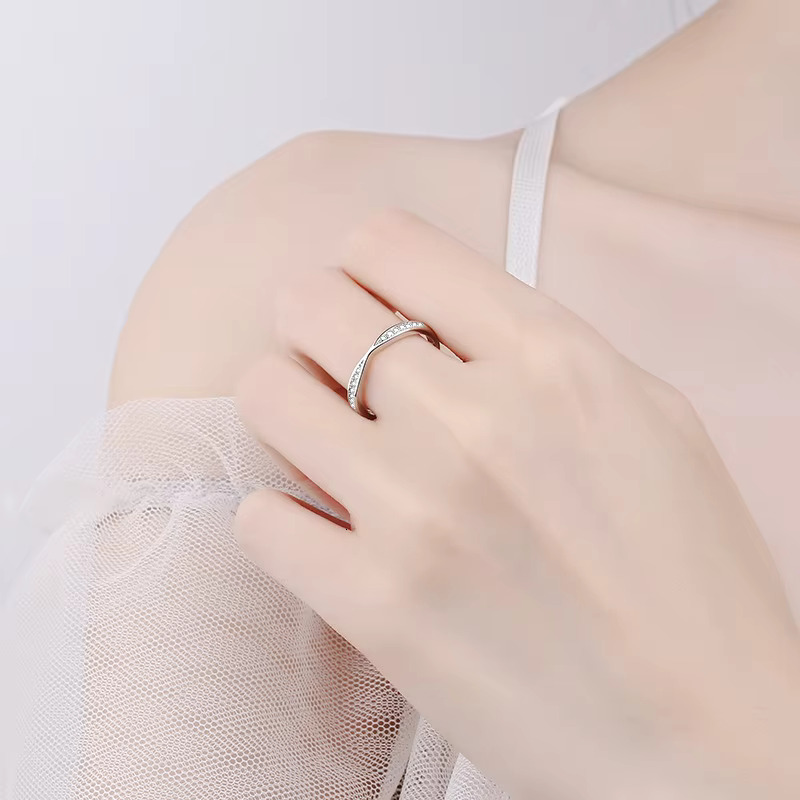 Pure silver jewelry Moissanite engagement women's wedding ring