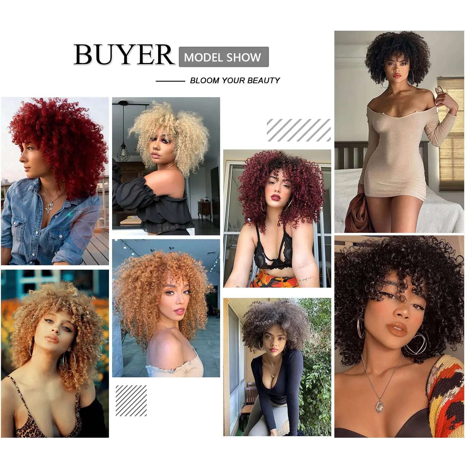 Short Synthetic With Bangs Wigs 12 Inch Natural Afro Kinky Curly Hair Wig For Daily Party