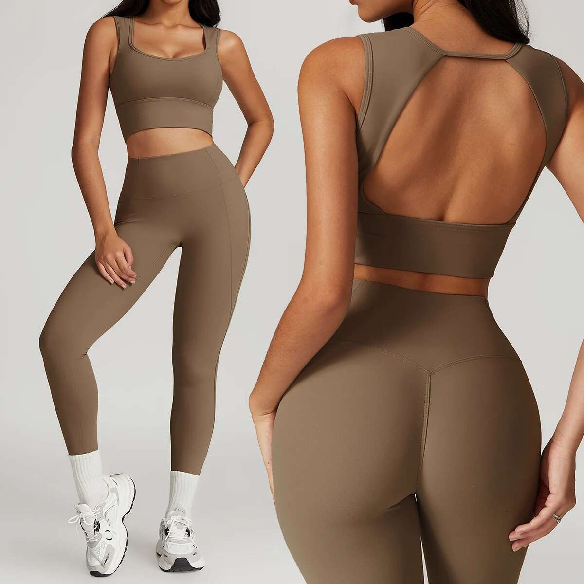 Yoga 2 Piece Women Workout Bra Cropped Sexy Tight-Fitting Sports Set High Waist Gym Flares Legging Fiess Wear 8793
