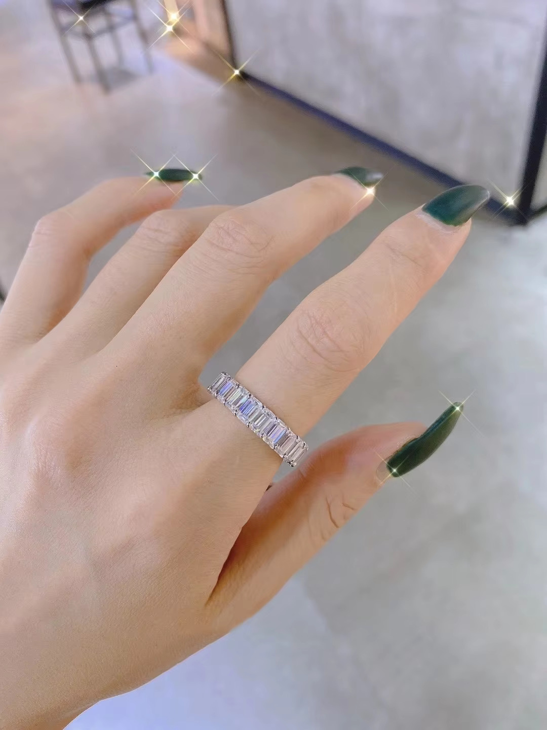 Hot selg classic design S chilled 2 * 4mm jadeite pyroxene eternal ring