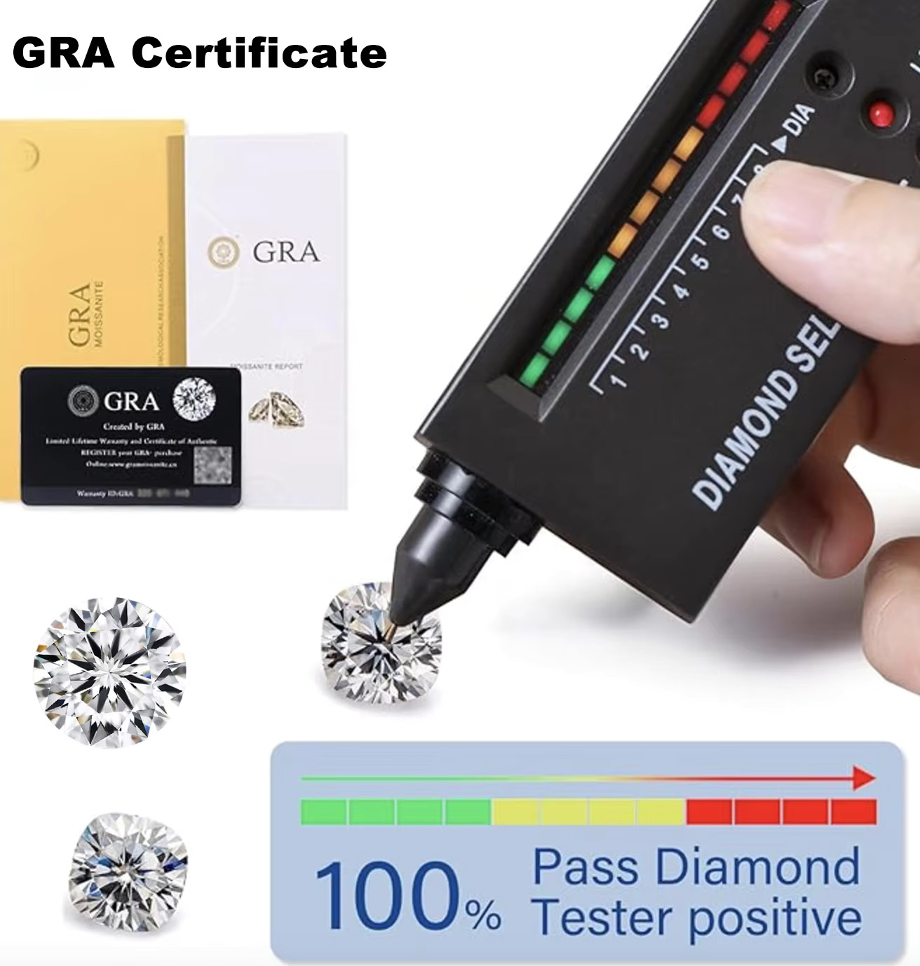 Hot Selg Gold 1.8ct Sterg Sier Moissanite Dia Ring for Women