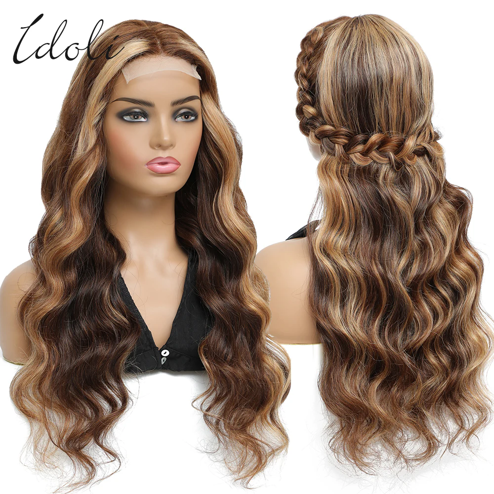 Highlight Wig Human Hair Body Wave Lace Frontal Wigs Colored 13x4 Lace Front Wig P4/27 Ombre Honey Blond Lace Front can be braided