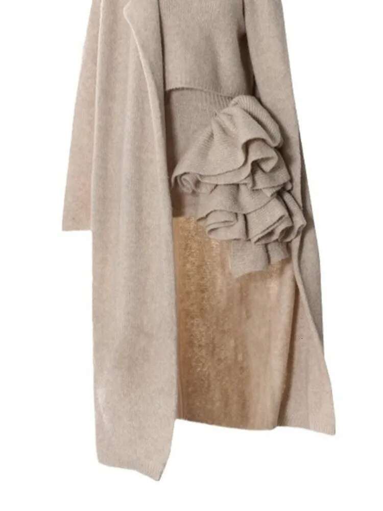 Stand Collar Sleeveless Swerater Long Sleeve Coats Patchwork 3D Wer Skirt 3 Pieces Sets For Women 2025 Spring Zm545