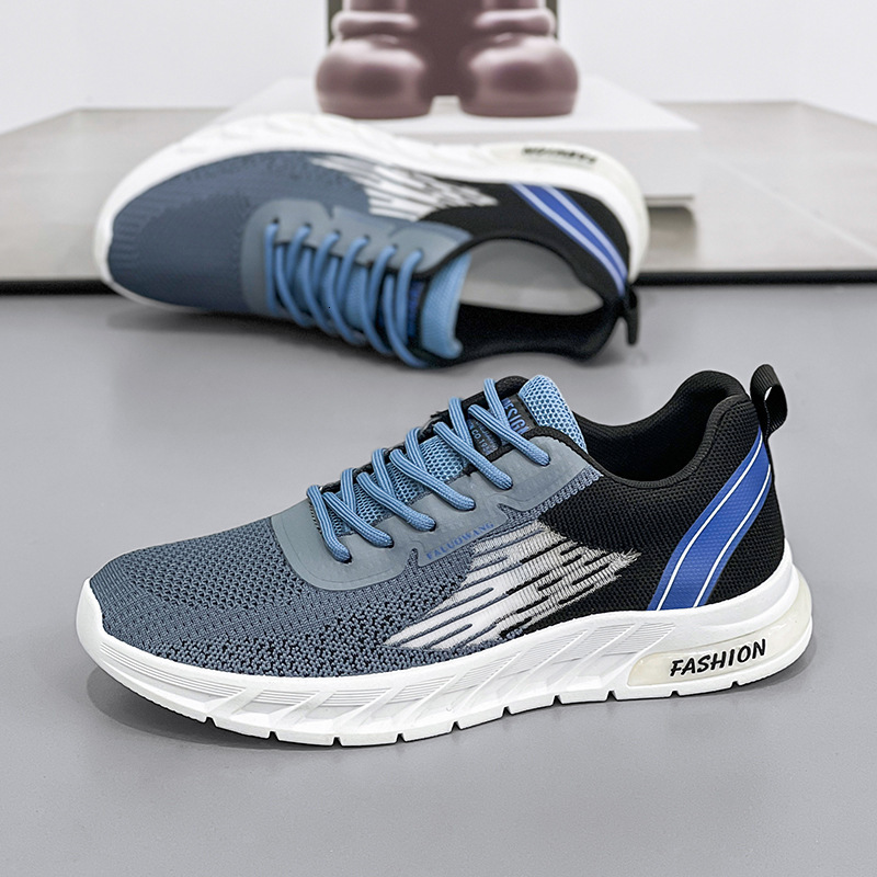 Flyknit Men's Fashion 2025 New Summer Breathable Casual Mesh Running Shoes Training Men's Step Soft Bottom Sports Shoes