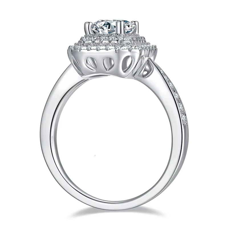 1CT Square Silica Sier Bar High Quality Classic Card Engagement Wedding Jewelry Ring Birthday Gift