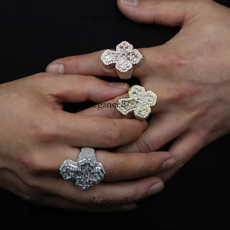 New Boutique Cross Thick Hip Hop Moissanite Men's Ring