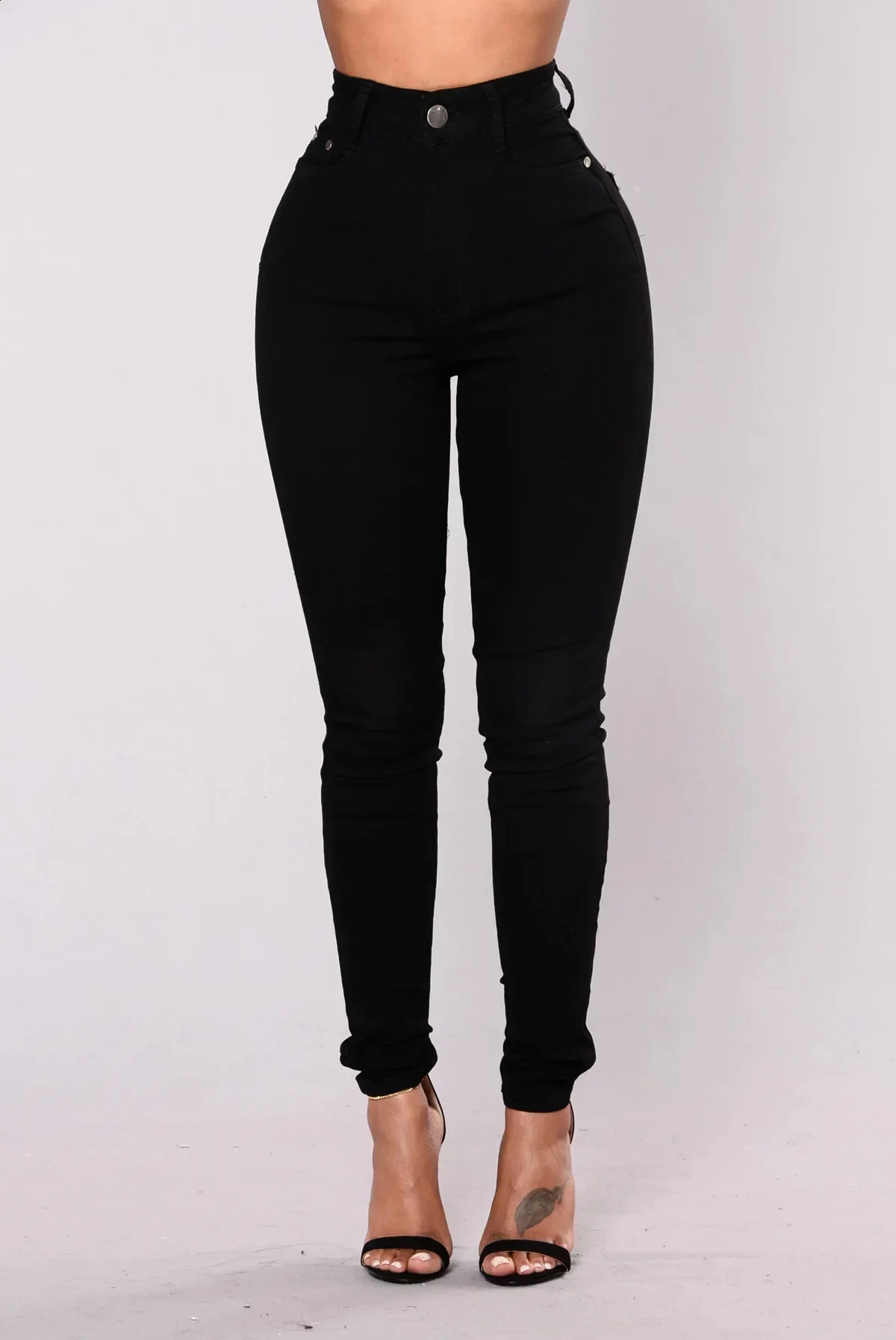 Womens Jeans Denim Pencil Pants High Waist Ankle Length Slim Fit Washing Solid Streetwear Sexy Button Pockets Zipper Y2k Bodycon 250225