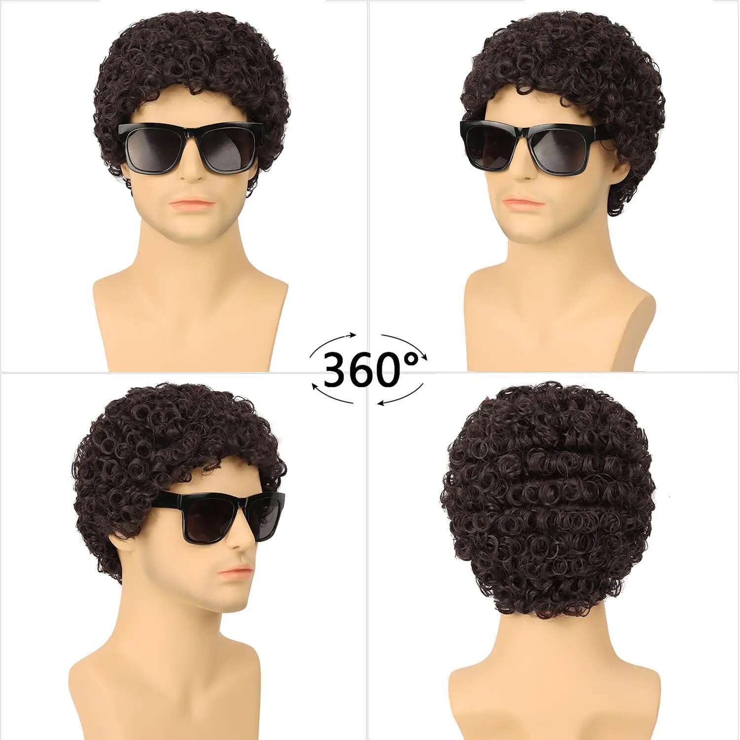 Synthetic Man Short Curly Afro Male 70S 80S Disco Rocker Wig Halloween Cosplay Fancy Wigs For Daily Party Costume