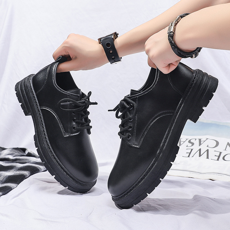 Douchuan Spring And Autumn New Martin Men's English Style Black Short Boots Versatile Casual Low Top Trendy Small Leather Shoes